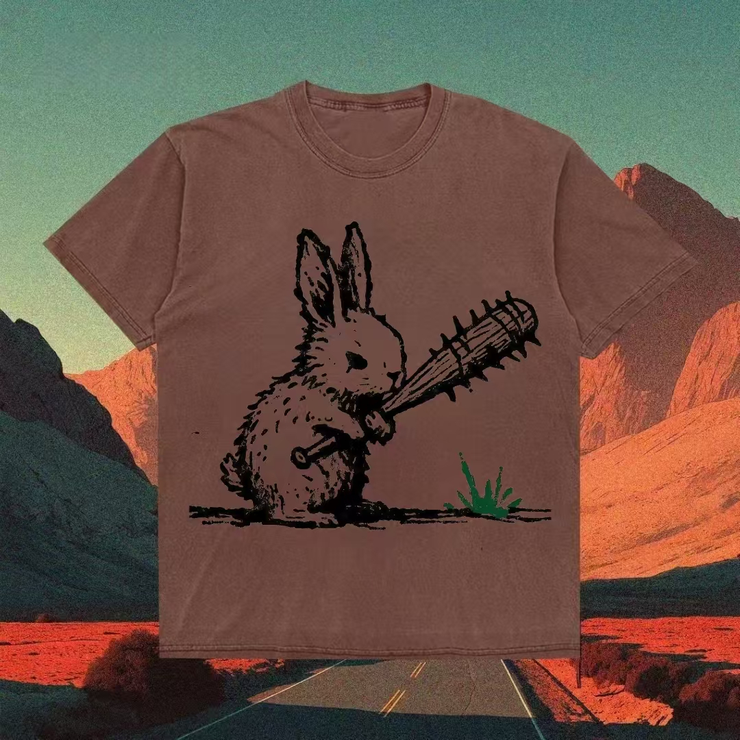 Rabbit with Spiked Bat Doodle T-shirt