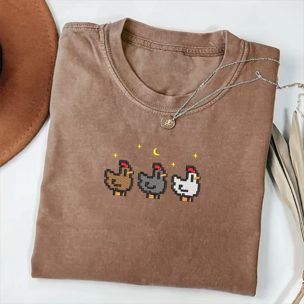 Embroidered Stardew Valley Chicken T-shirt