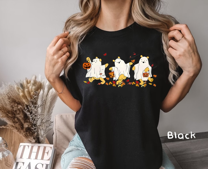 Halloween Retro Pooh Ghost Comfort T-Shirt-Lulueye