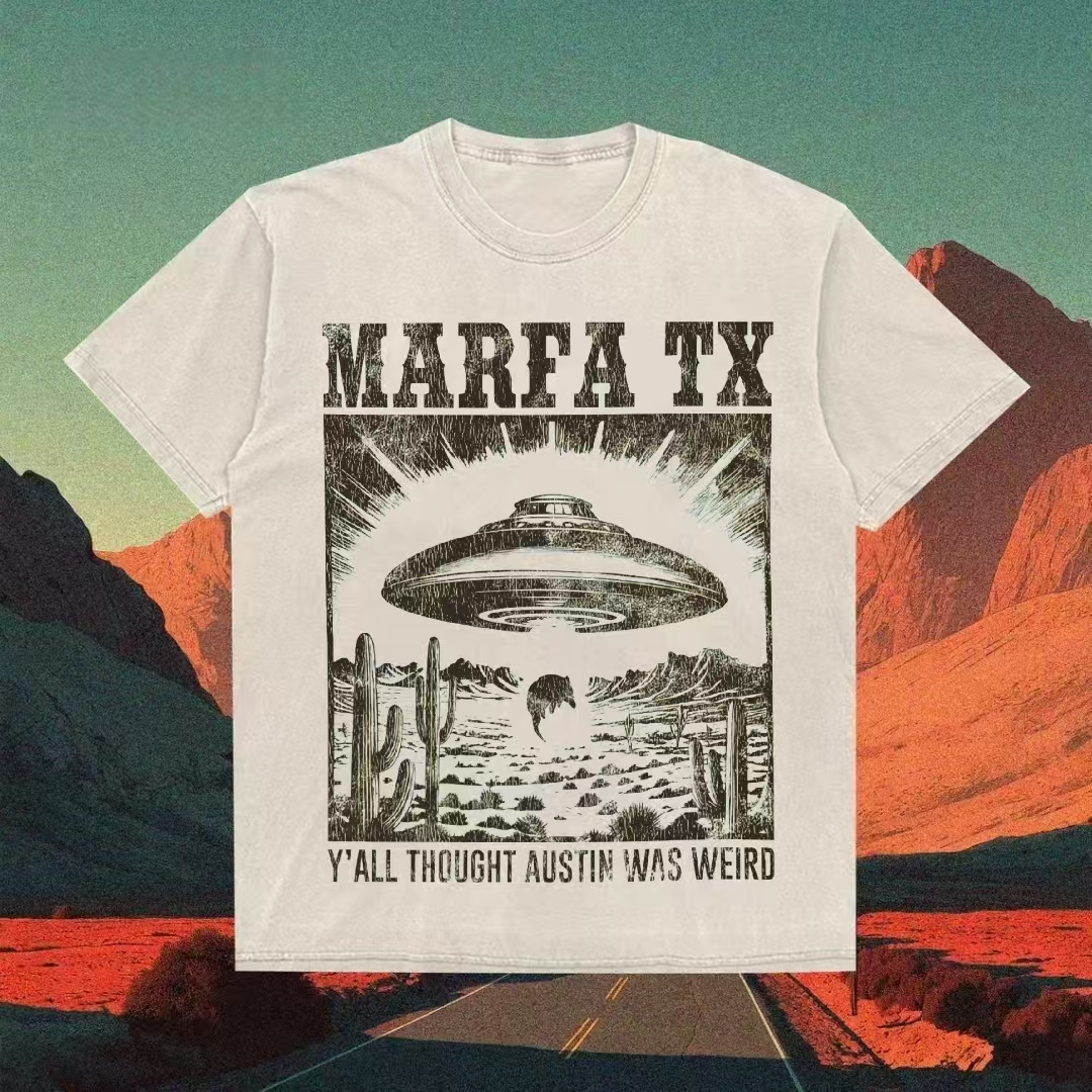 Marfa TX UFO Desert Graphic T-Shirt