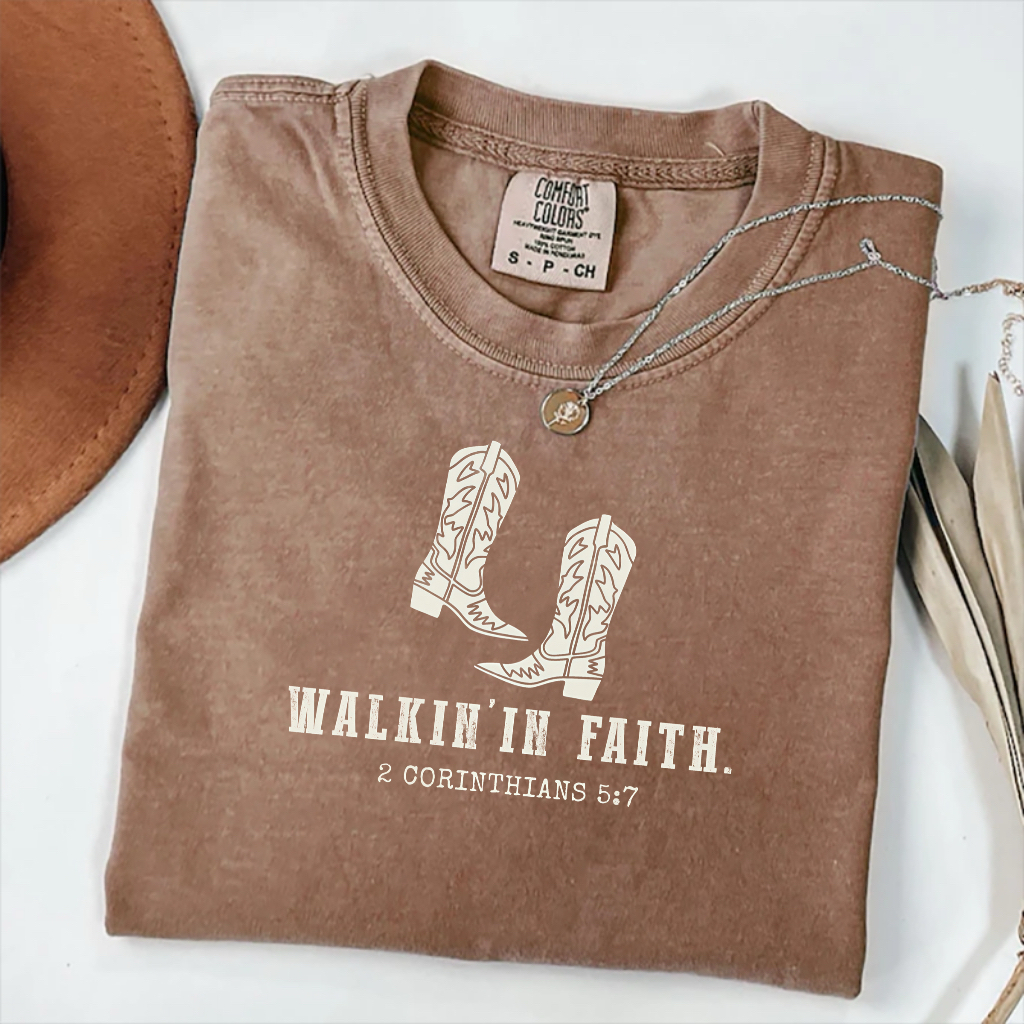 Walkin'in Faith 2 Corinthians 5:7 Comfort Colors T-shirt