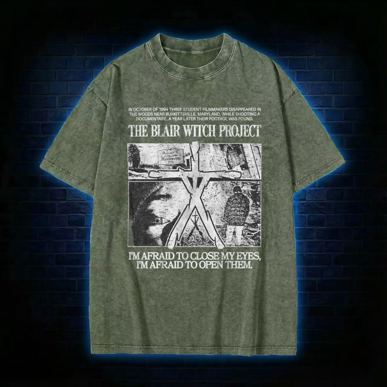 I'm Afrid to Close My Eyes Retro Washed T-shirt