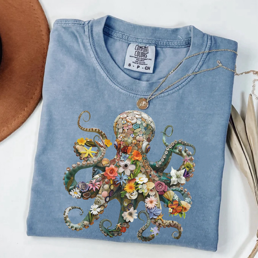 Retro Octopus Print T-shirt