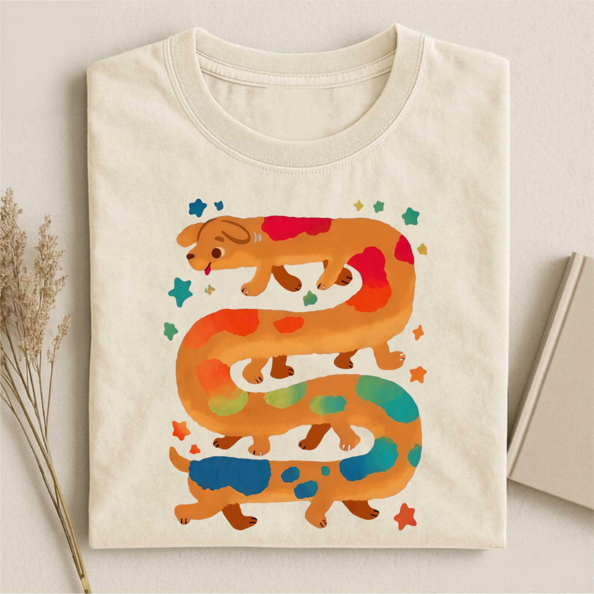 S Shaped Colorful Cute Dog T-shirt