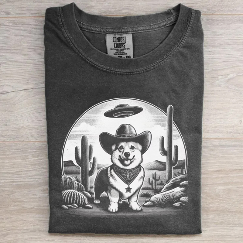 Vintage 90s Western Cowboy Corgi T-shirt