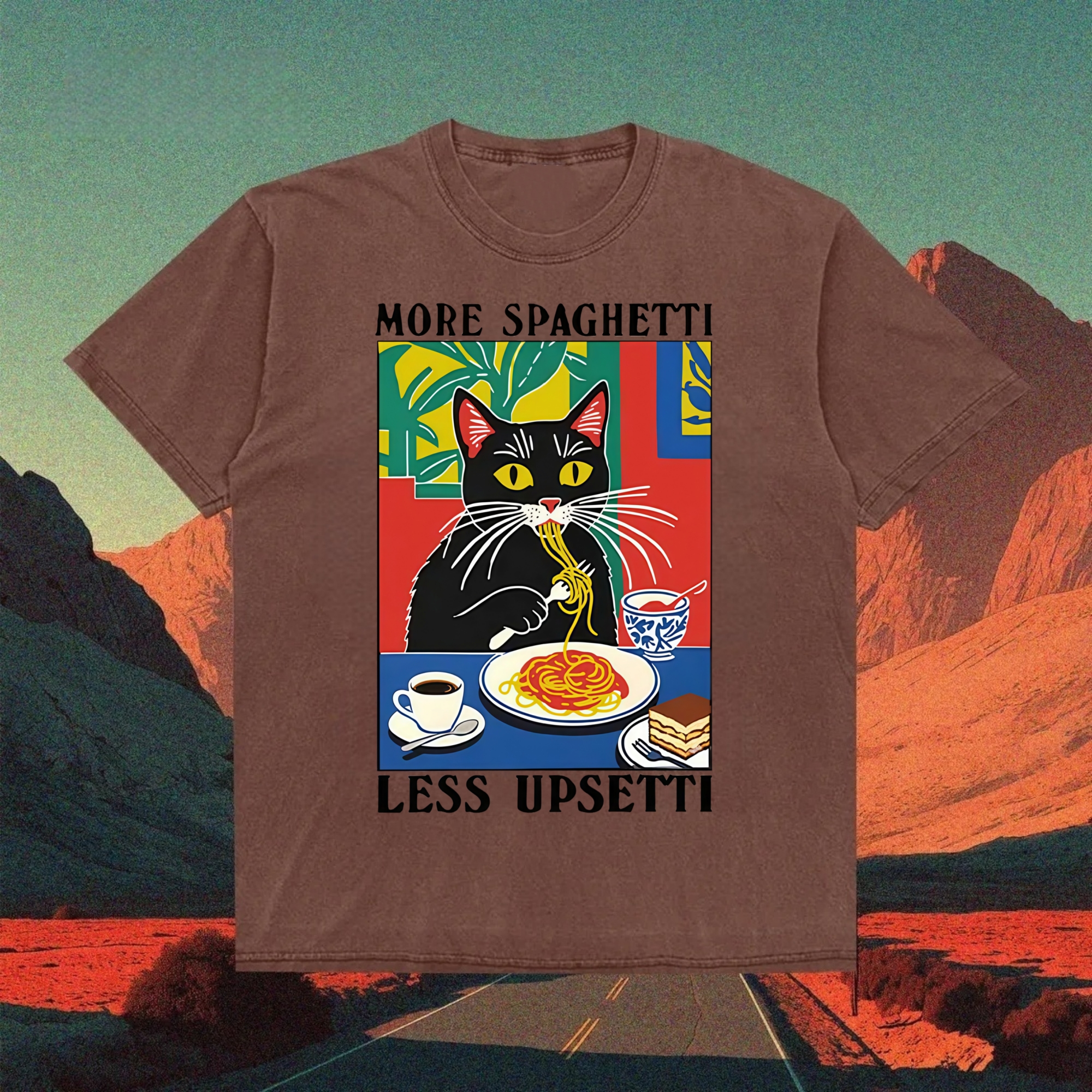 Black Cat Ate Spaghetti T-Shirt