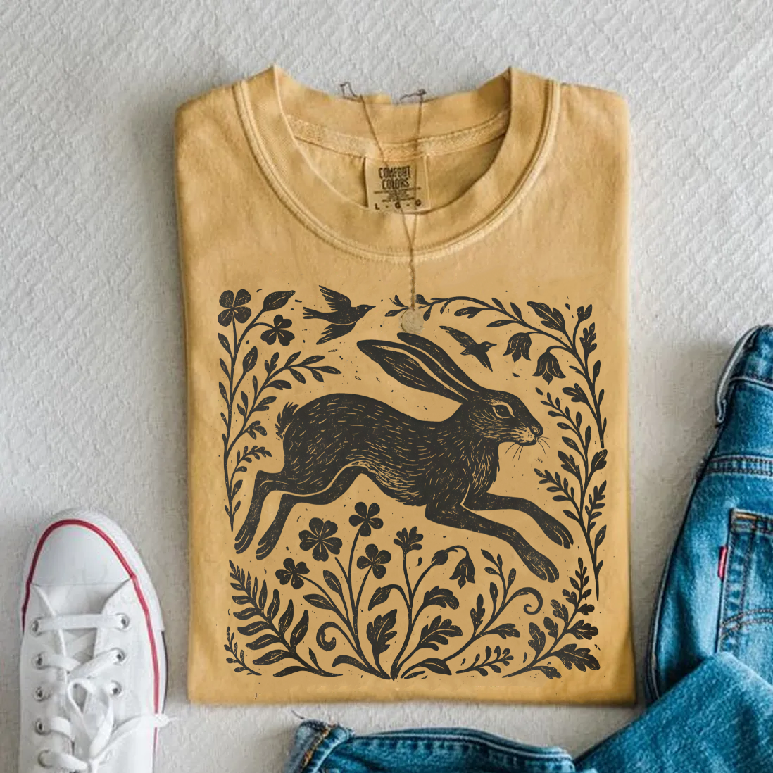 Wild Hare in Floral Frame T-shirt