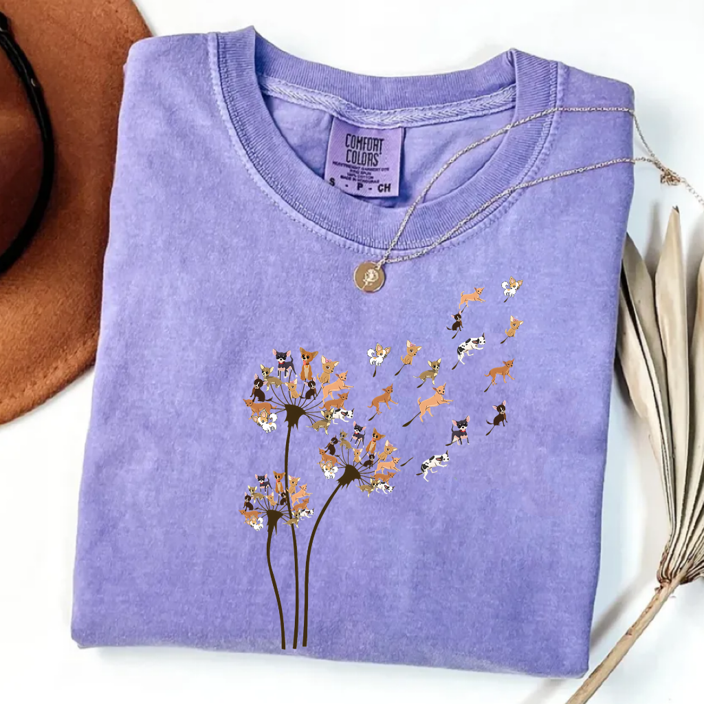 Chihuahua Dog Flower T-shirt