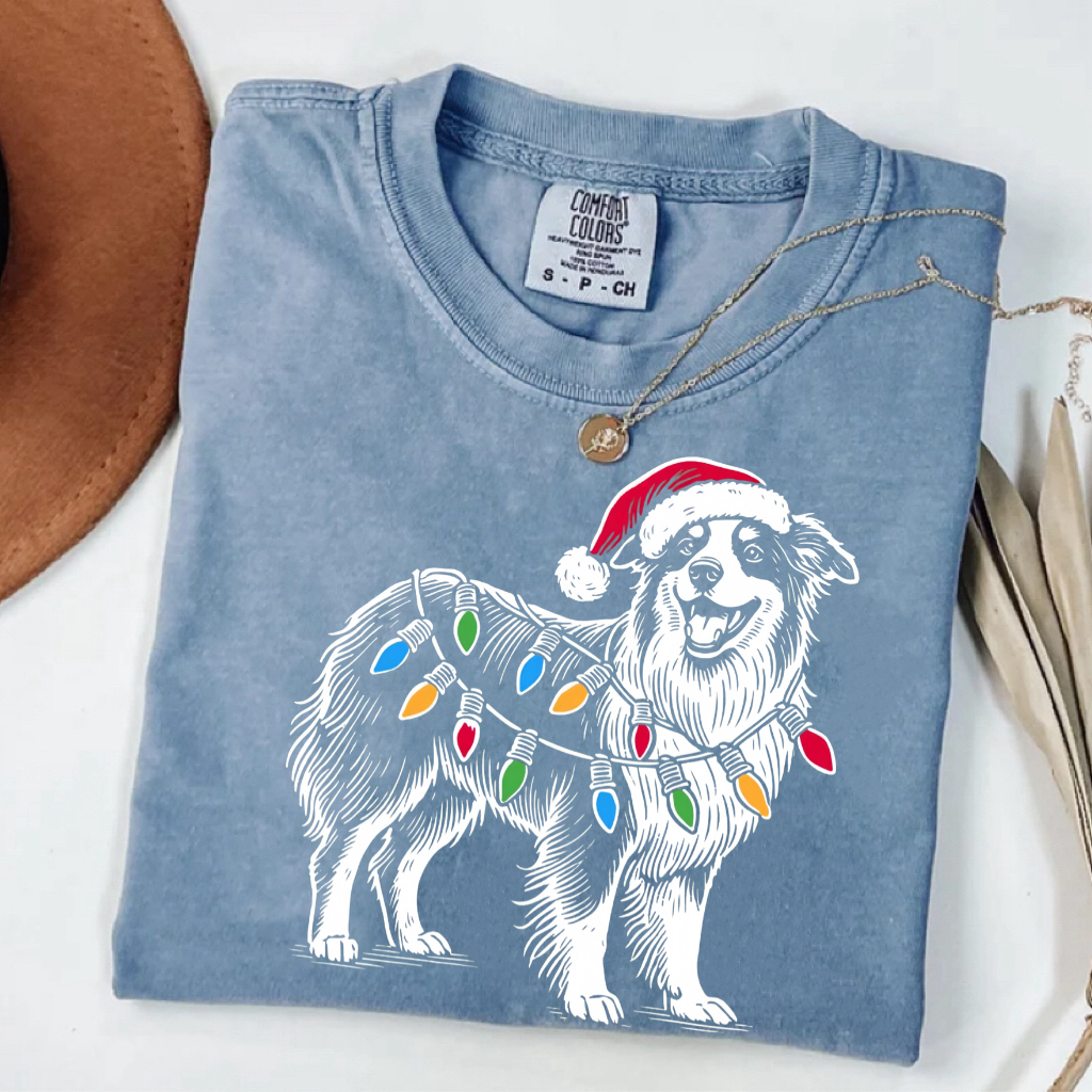 Comfort Color Australian Shepherd Christmas T-shirt