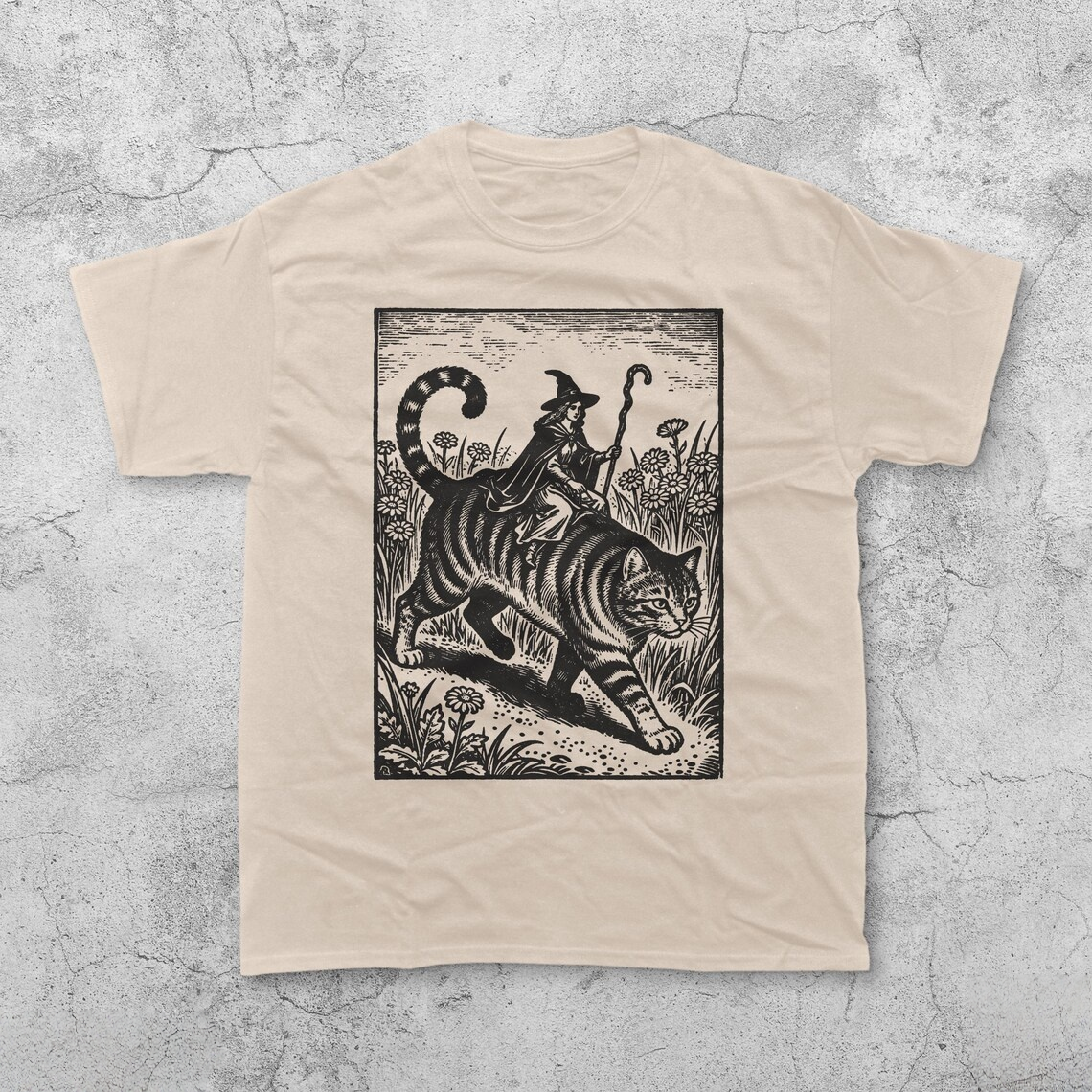 Witch Cat Rider Vintage T-Shirt