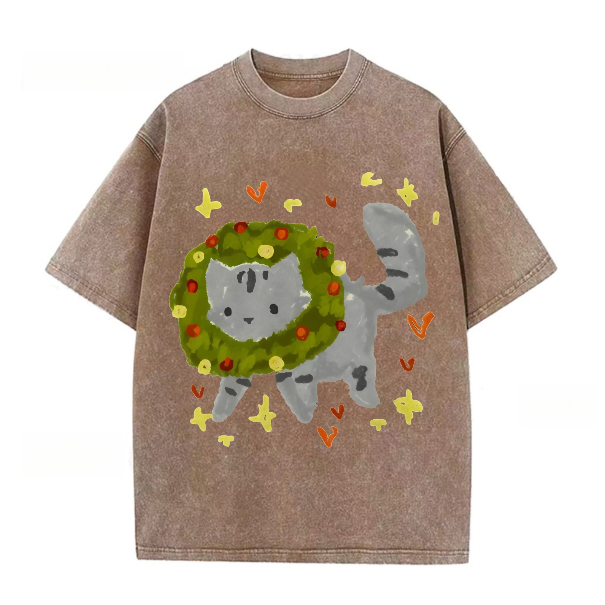 Cat With A Flower Wreath T-shirt