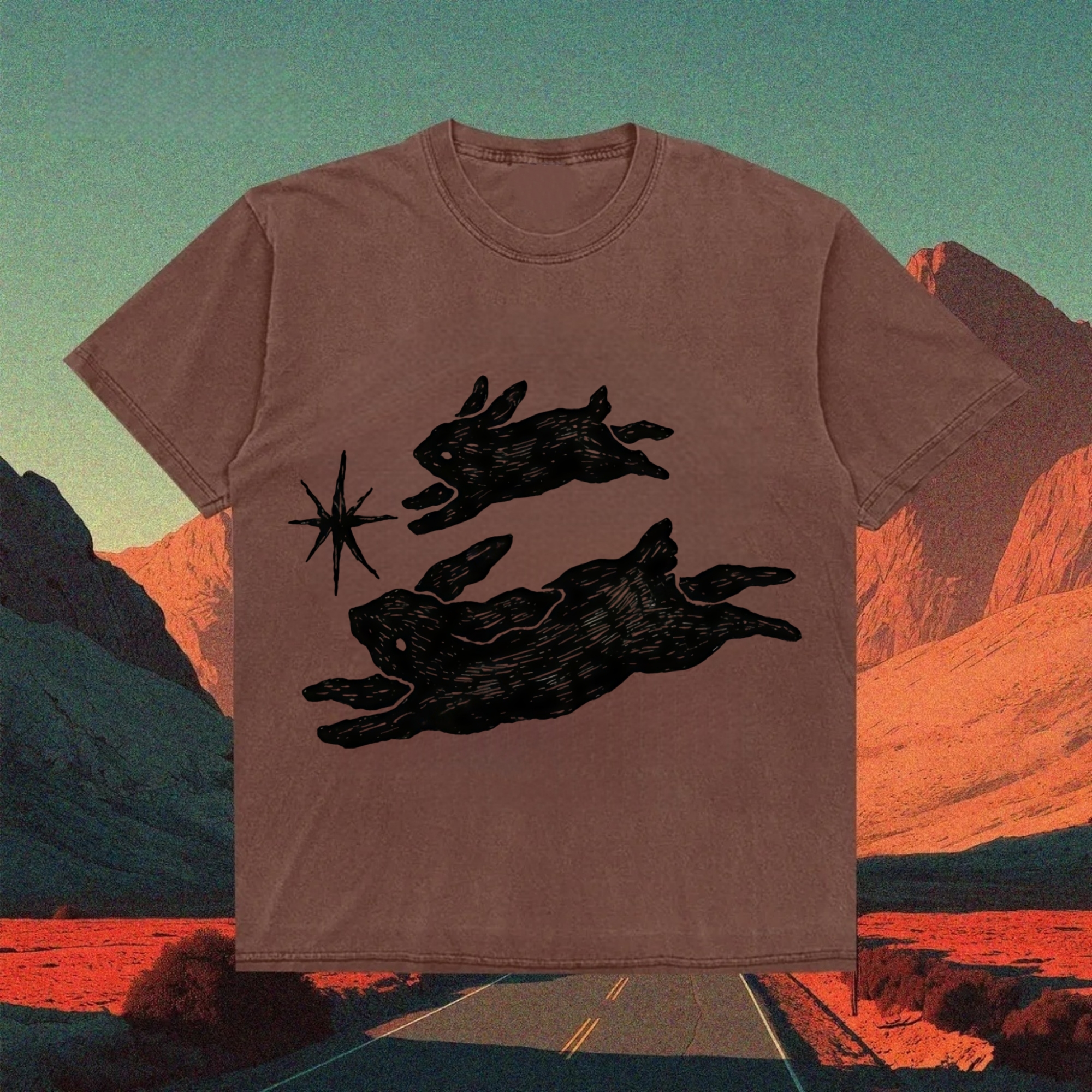 Leaping Rabbits and Star T-shirt