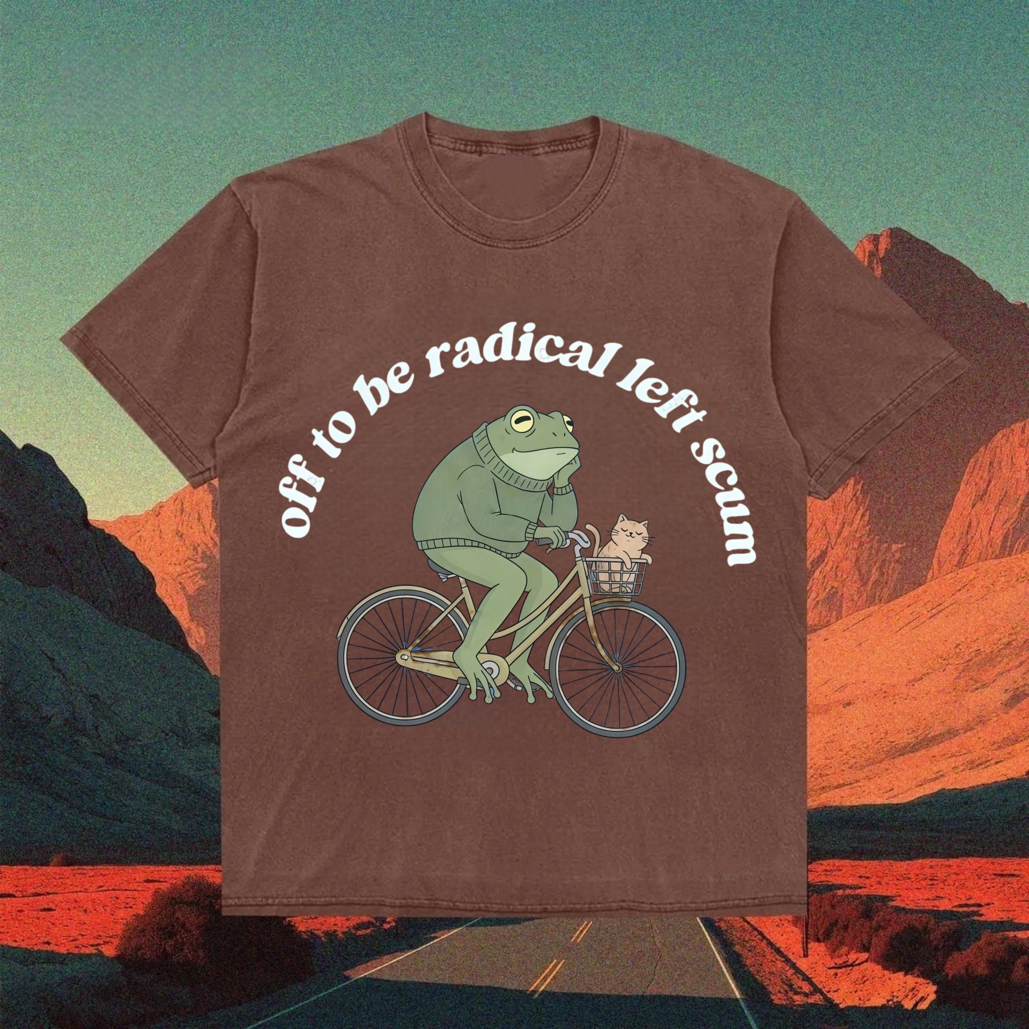 Cottagecore Frog Biker Journey T-shirt