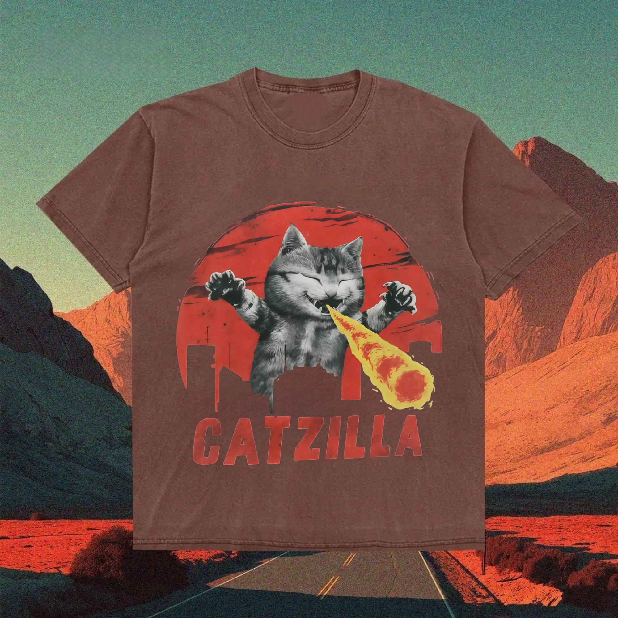 Mighty Kaiju Catzilla Attack T-shirt