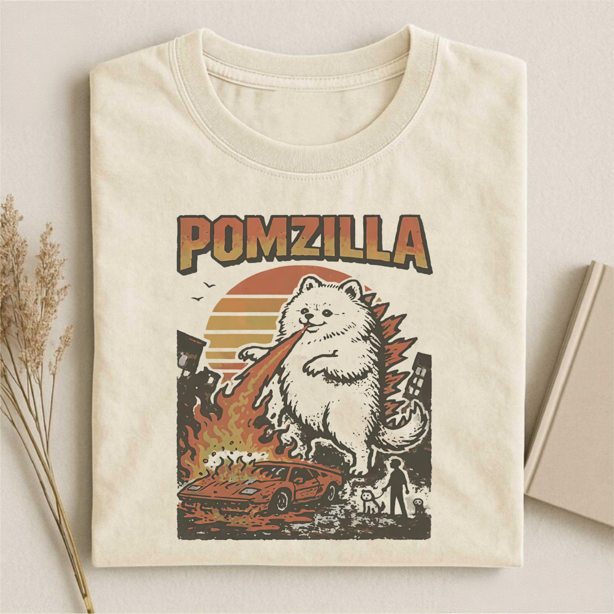 Funny Pomeranian Godzilla T-shirt