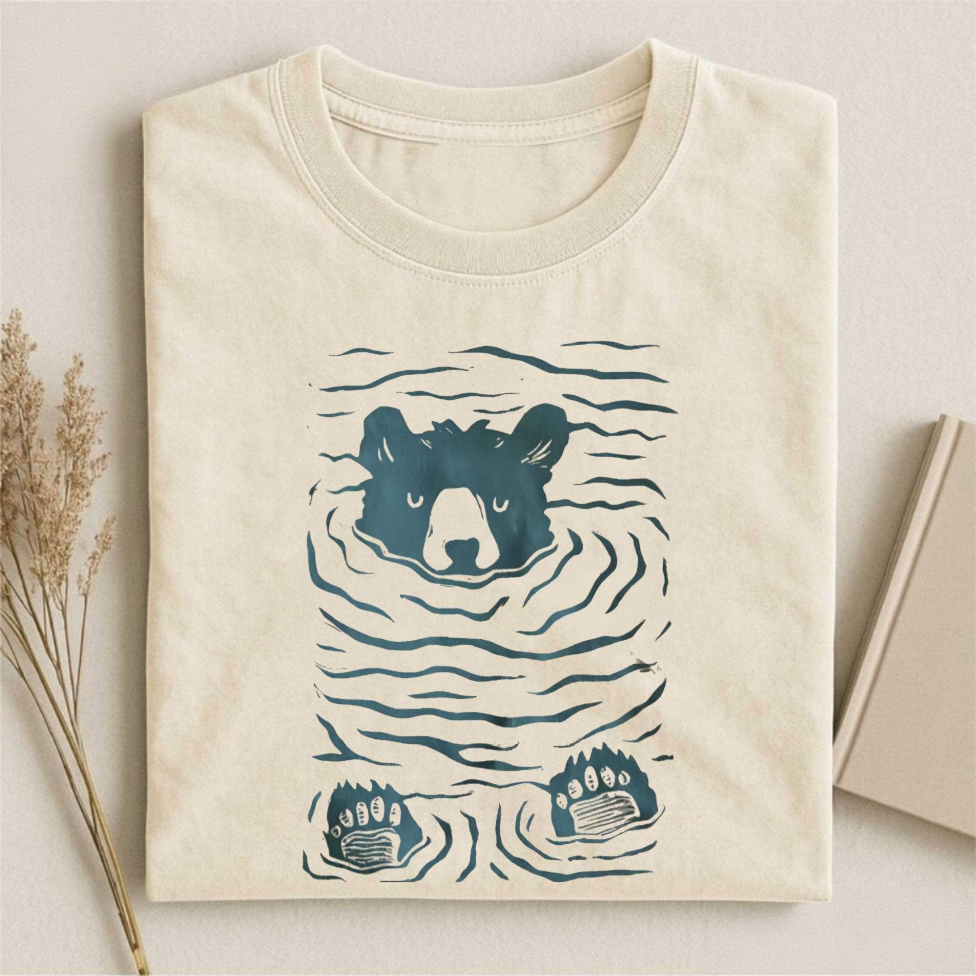 Minimalist Linocut Bear T-shirt