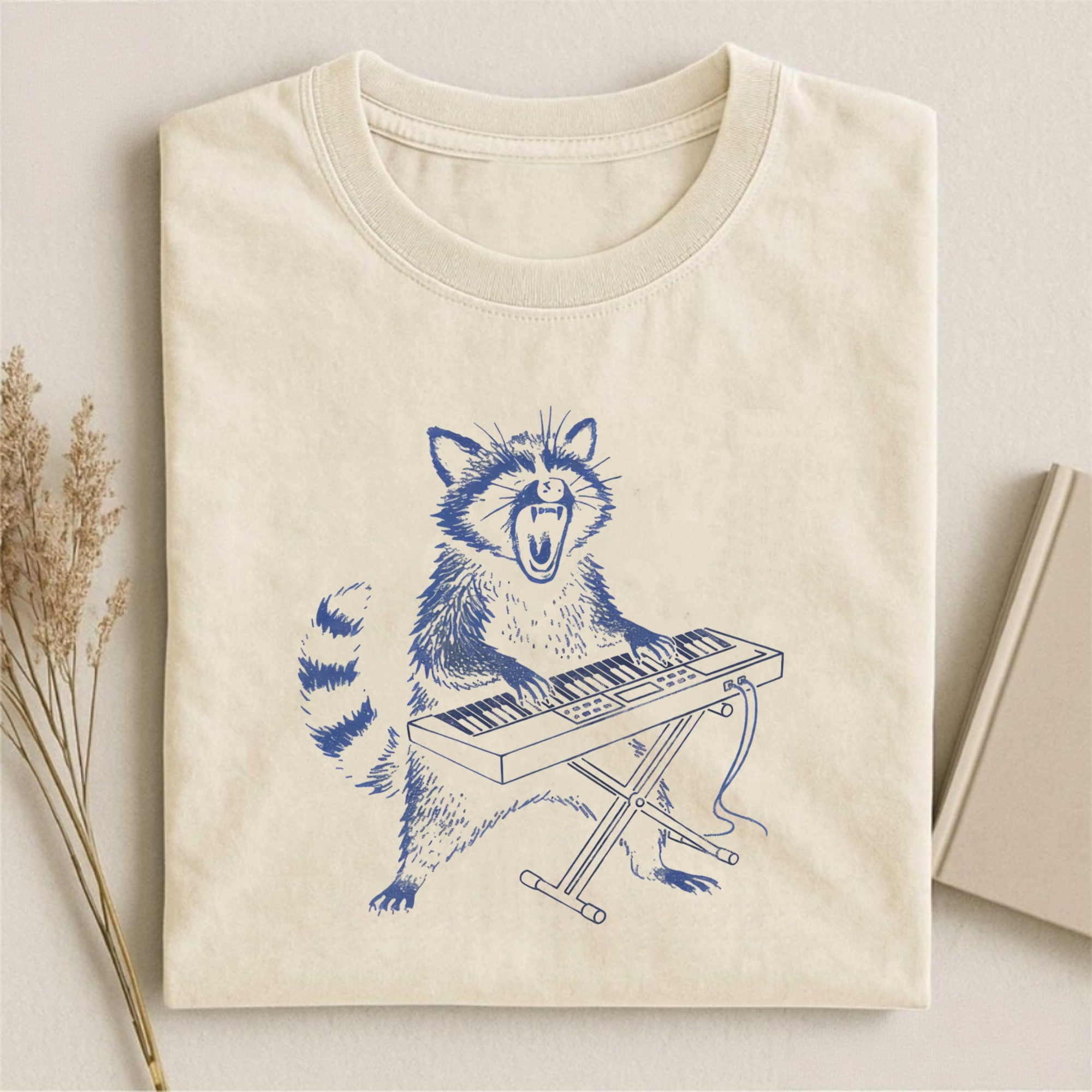 Funny Rock Keyboard Raccoon Tshirt