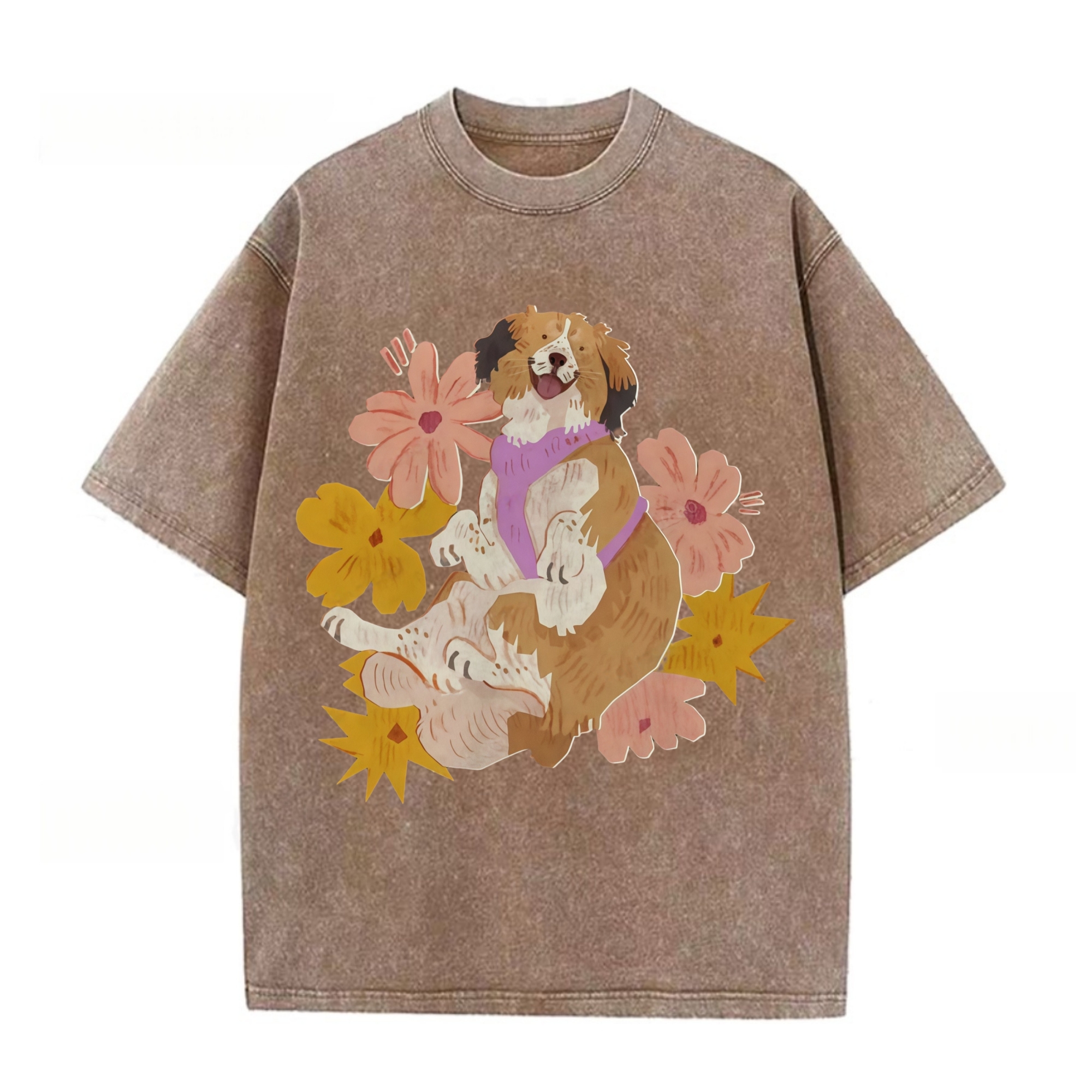 The Dog Surrounded By Flowers T-shirt