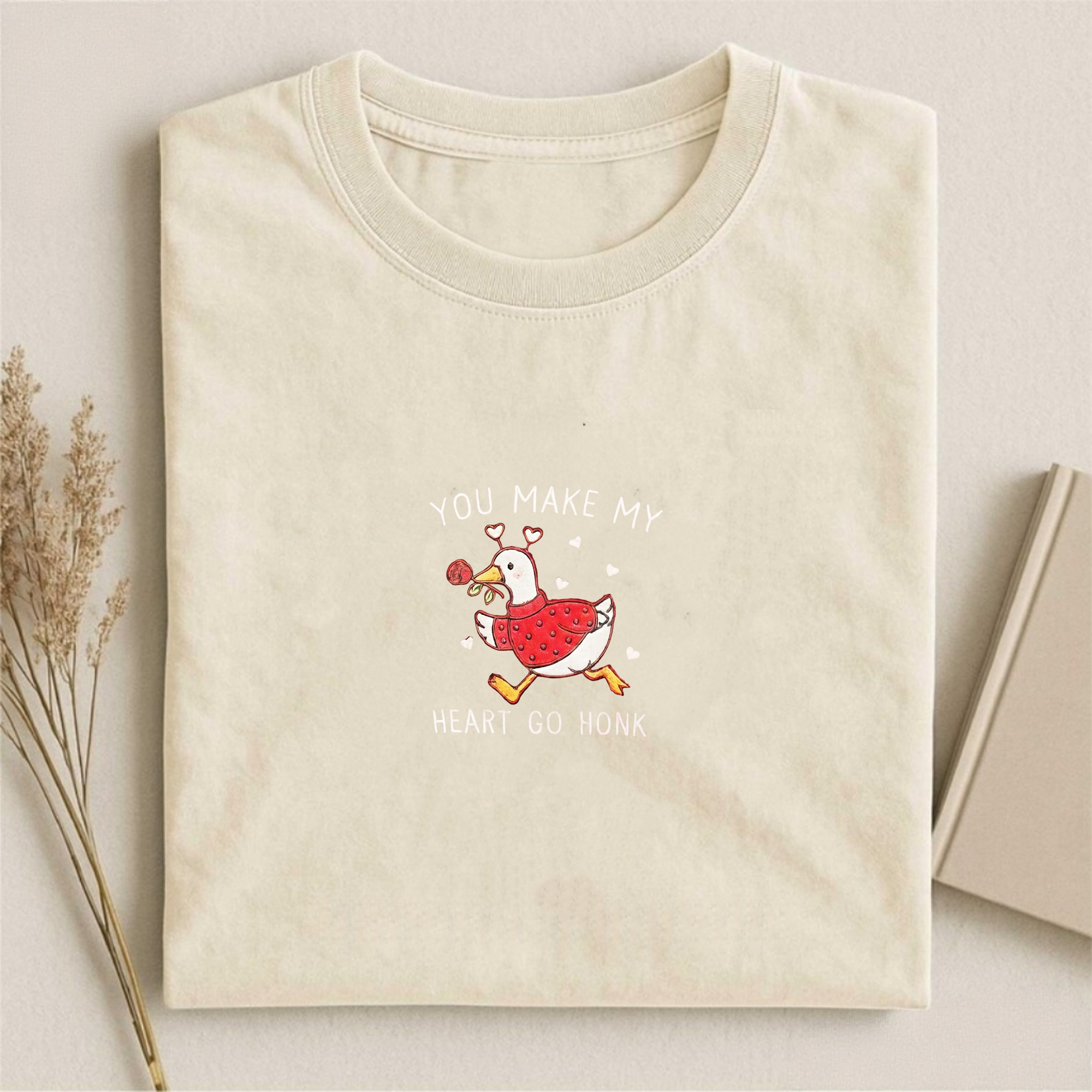 Embroidered Valentine Goose T-shirt