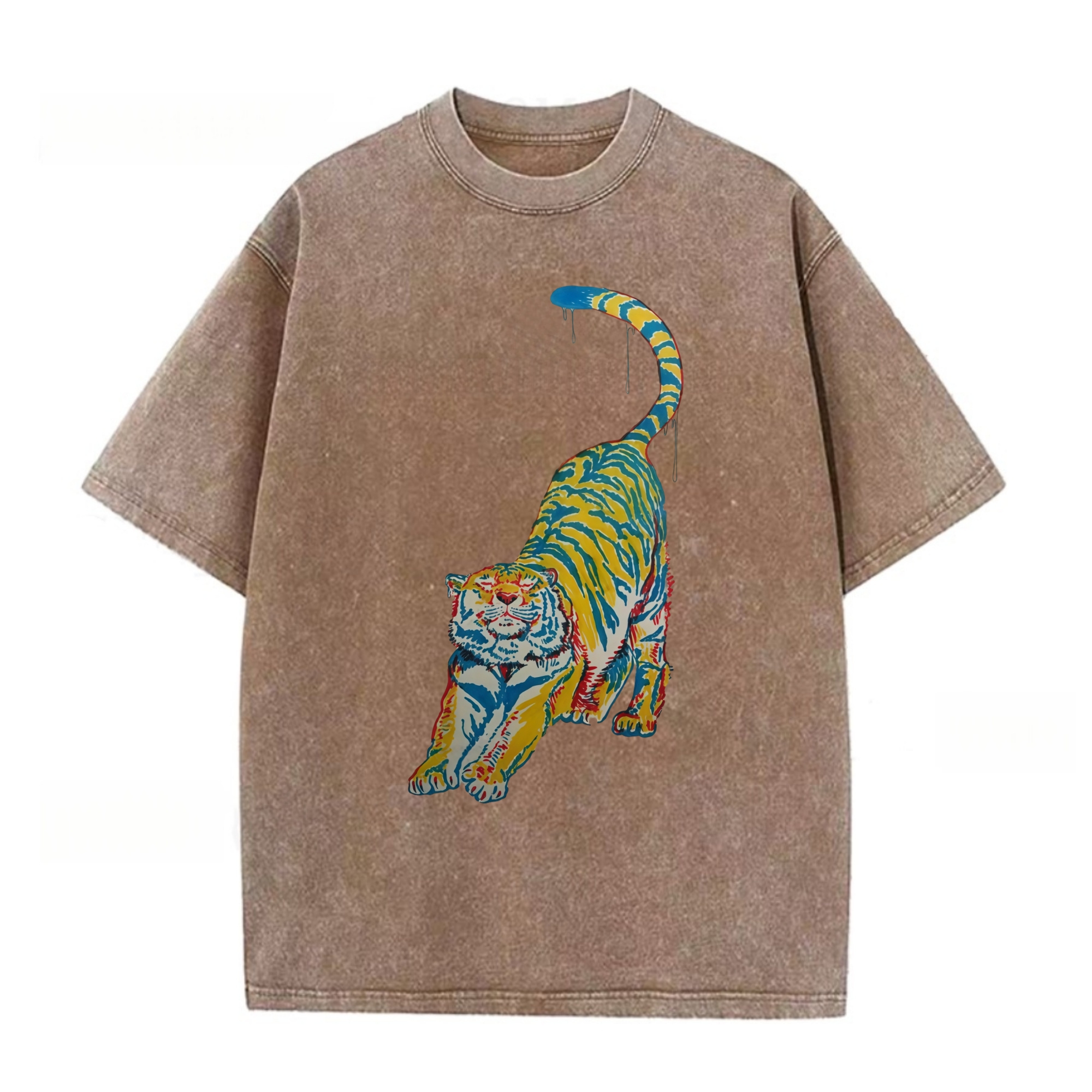 Tiger Print With A Stretching Tiger Design T-shirt