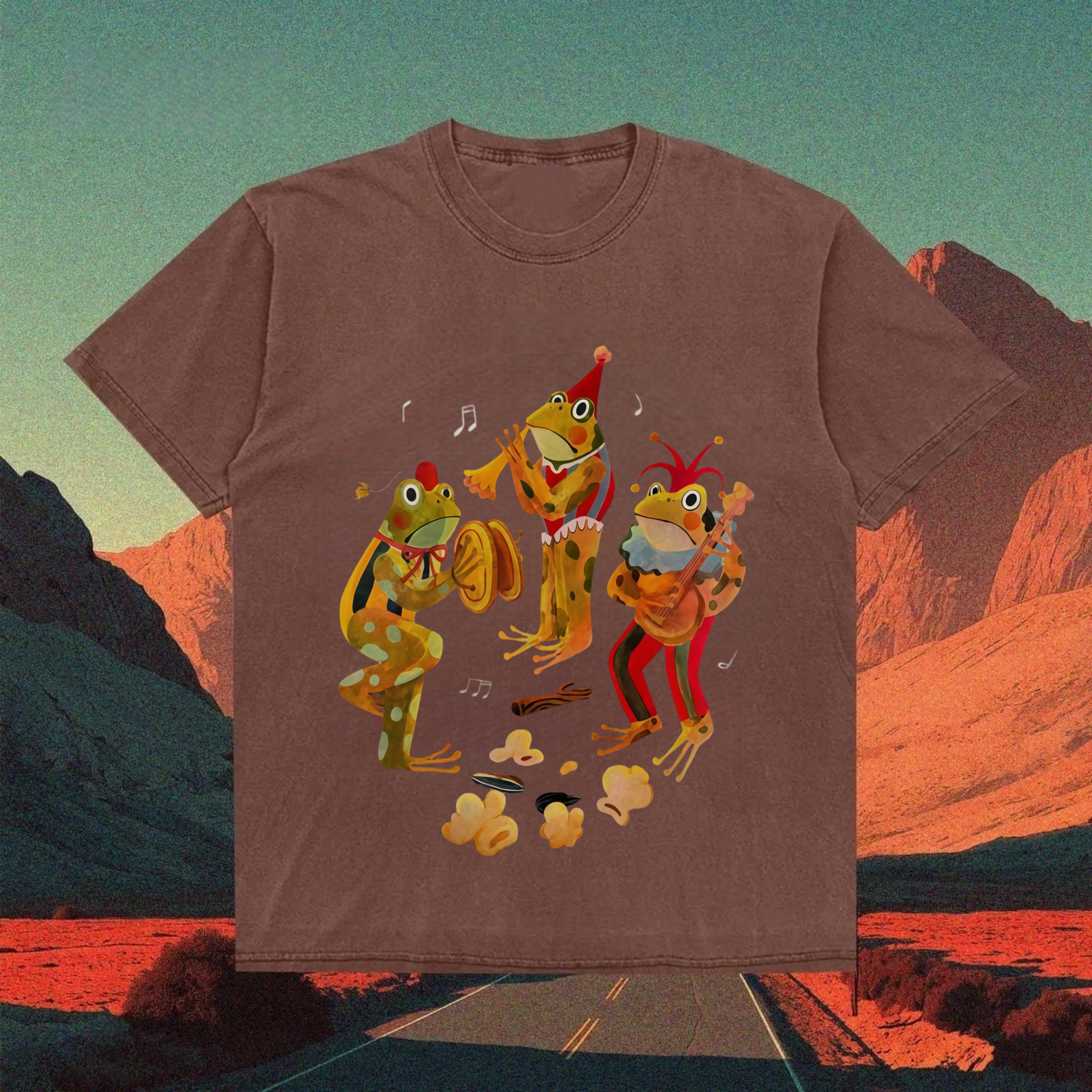 Three Frogs Playing Musical Instruments T-shirt