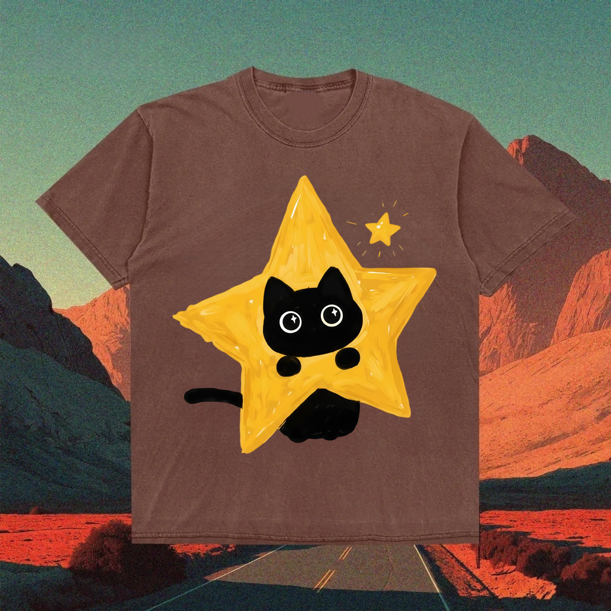 Vintage Cat Star T-shirt