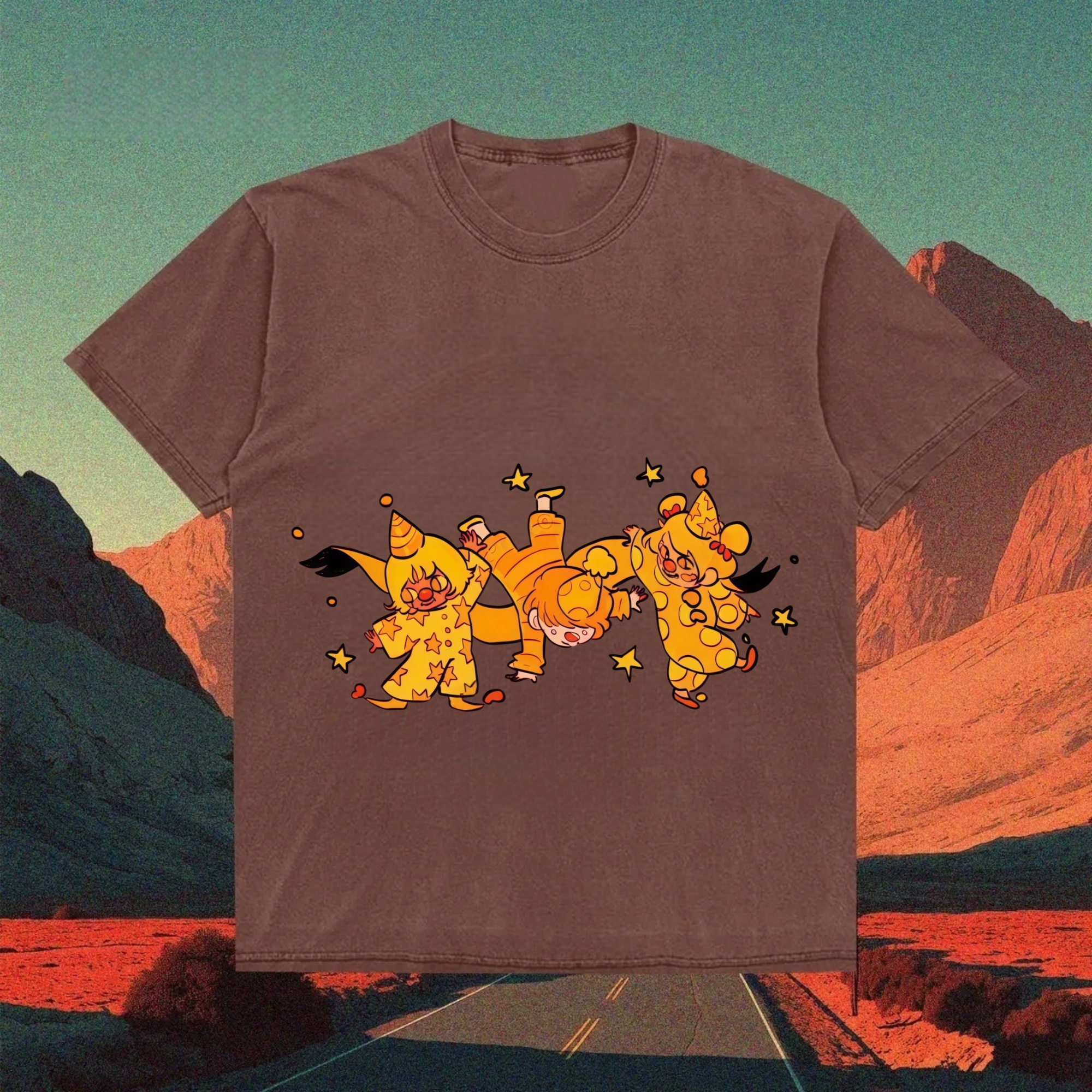 Orange Clown Trio T-shirt