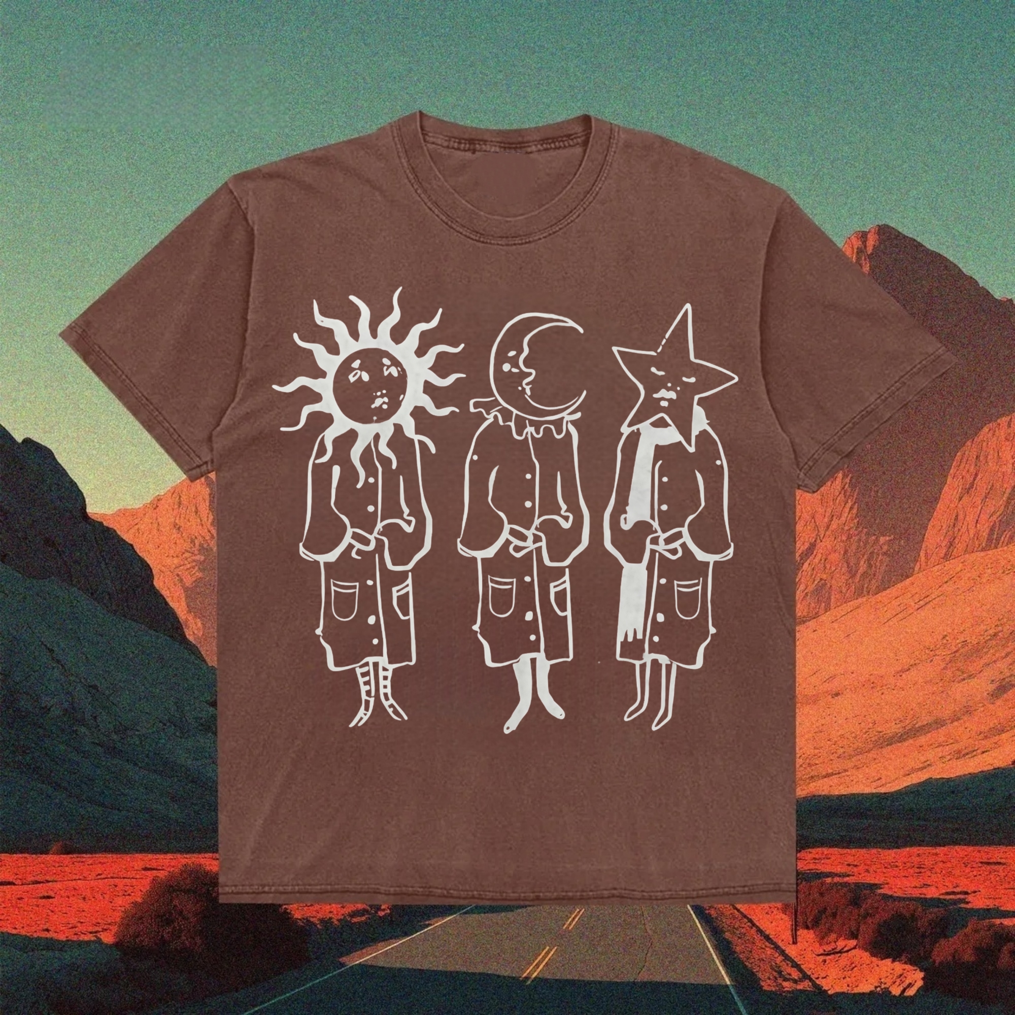 Vintage Sun Moon Star Anthropomorphic T-shirt