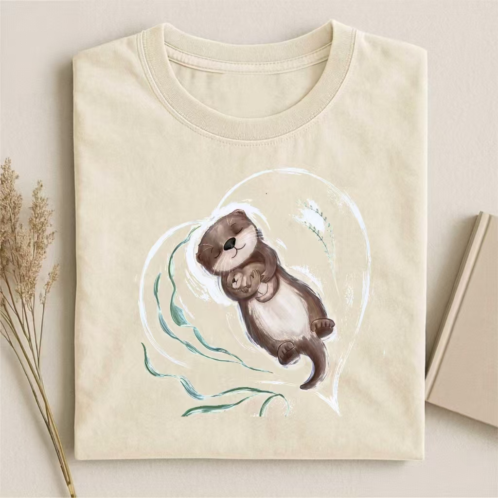 Otter In Heart Shape Watercolor T-shirt