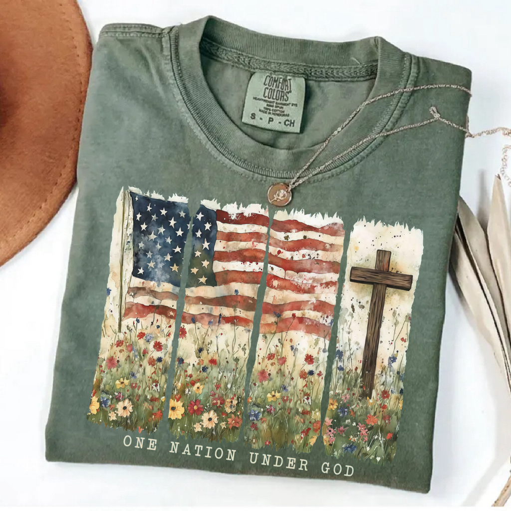 Comfort Colors One Nation Under God Flag T-Shirt