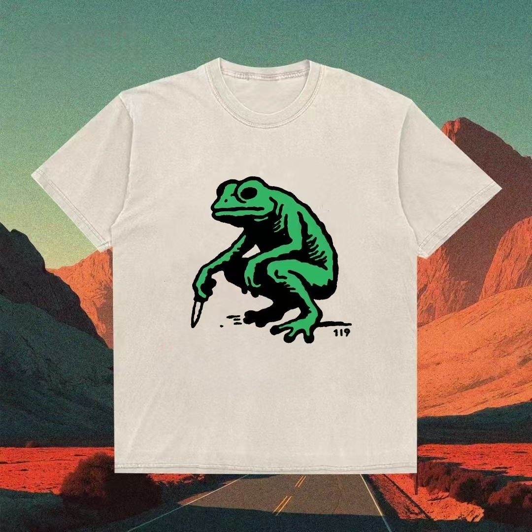 Green Frog With Knife Meme T-shirt