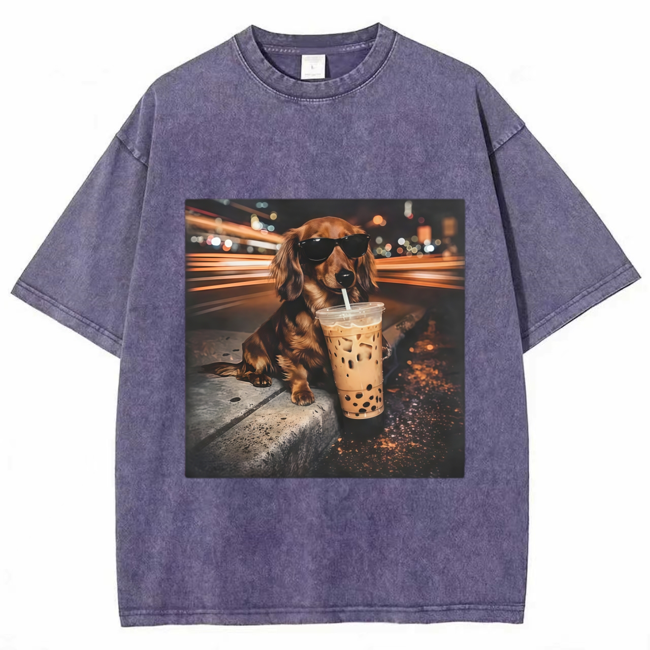 Funny Dachshund Drinking Iced Coffee T-Shirt