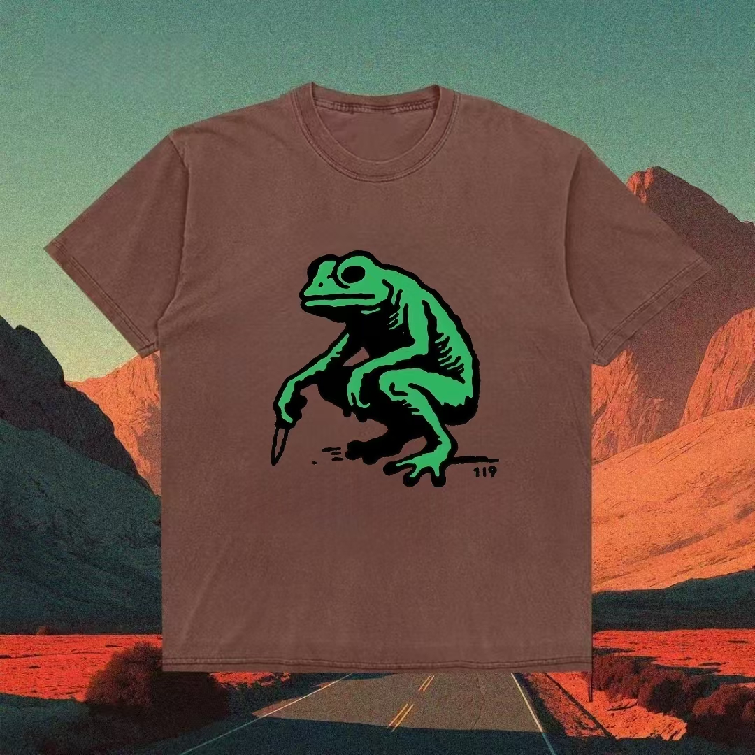 Green Frog With Knife Meme T-shirt