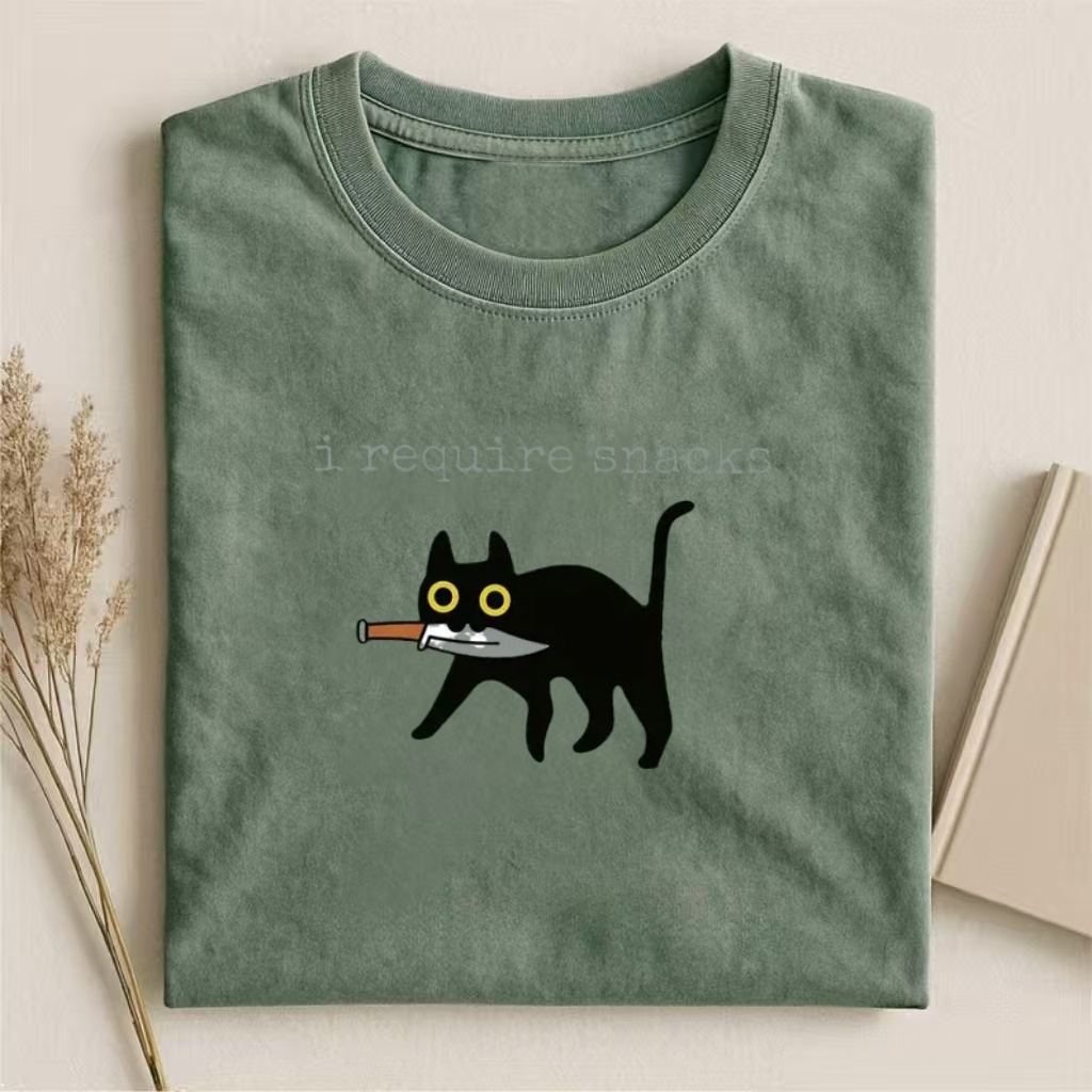 Snack-Requesting Black Cat T-shirt