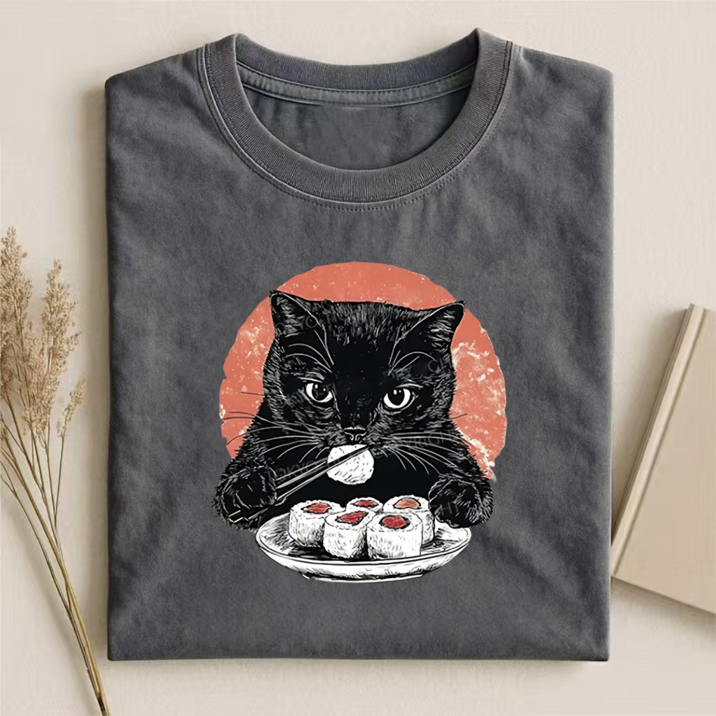 Cat Eating Delicious Sushi T-shirt