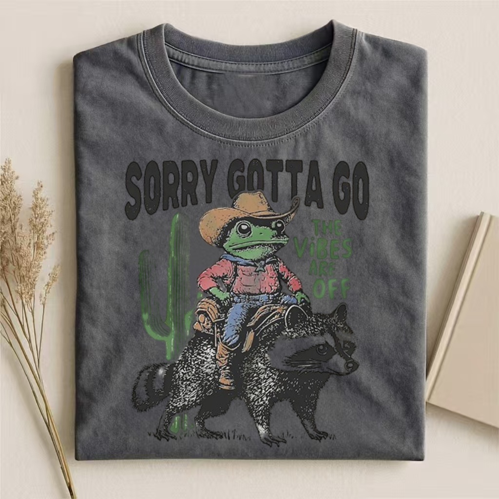 "Sorry Gotta Go The Vibes Are Off" Frog & Raccoon Graphic T-shirt