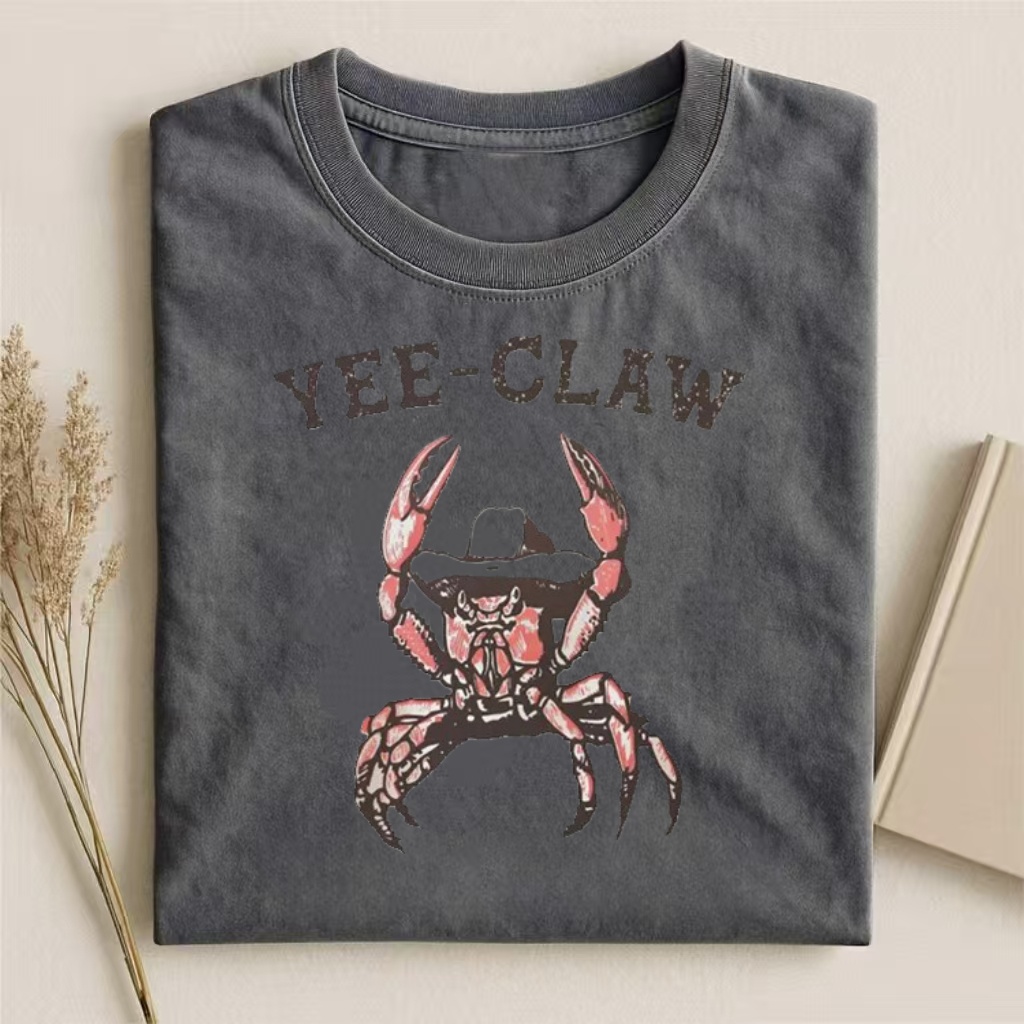 "Yee-Claw" Cowboy Crab Pun Graphic T-shirt