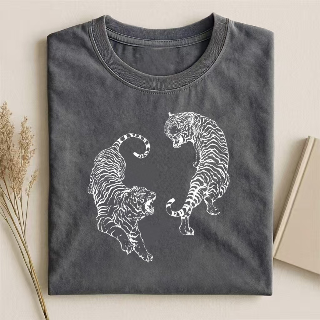 Dual Tiger Yin Yang Graphic T-shirt