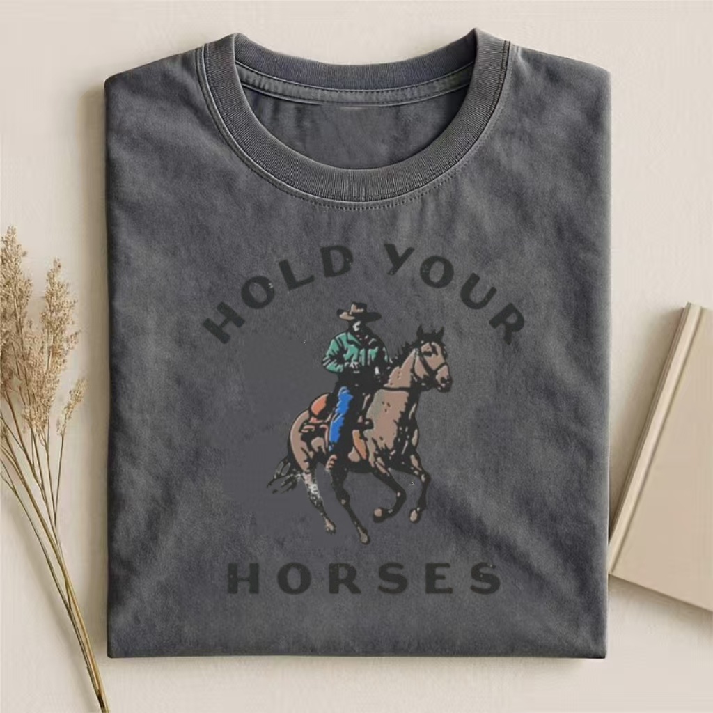 "Hold Your Horses" Cowboy Graphic T-shirt
