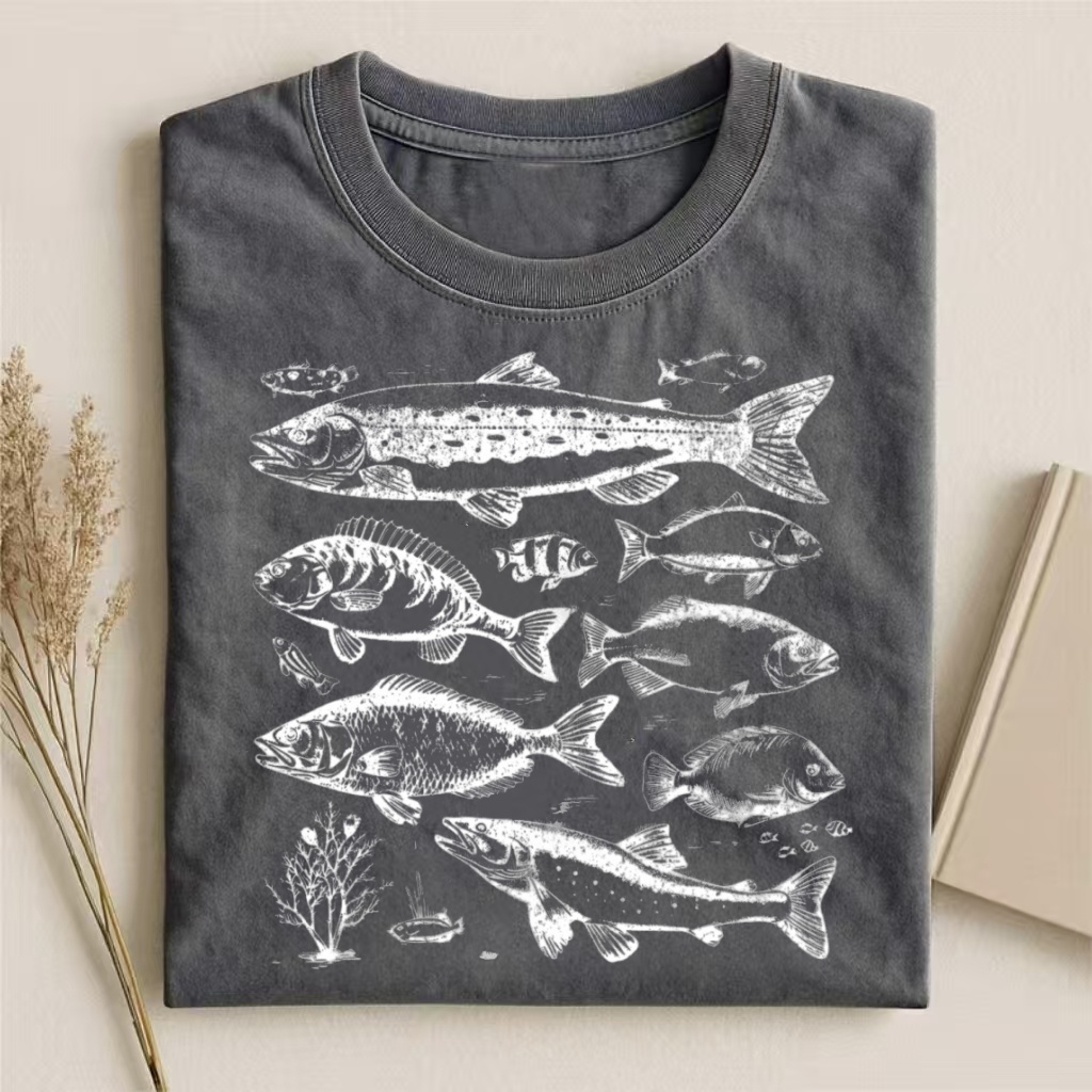 Vintage Fish Species Collage T-shirt