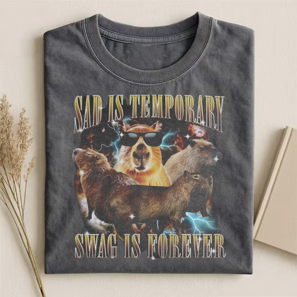 "Sad Is Temporary, Swag Is Forever" Capybara T-shirt