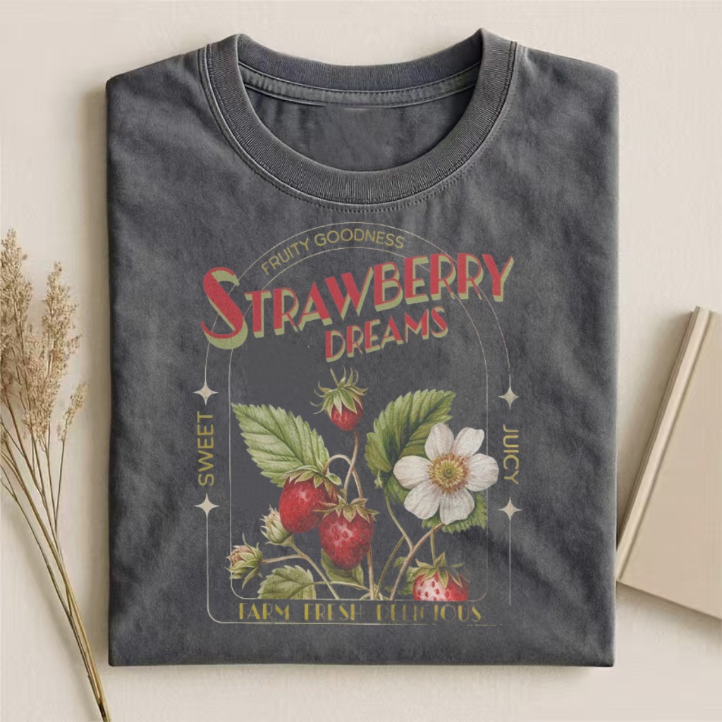 "Strawberry Dreams" Retro Fruit Graphic T-shirt