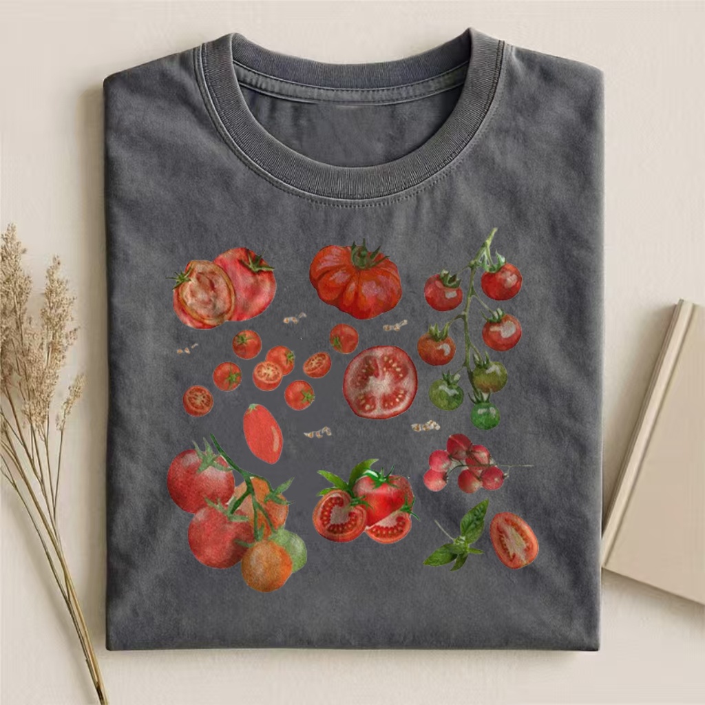 Watercolor Tomato Collage Art T-shirt