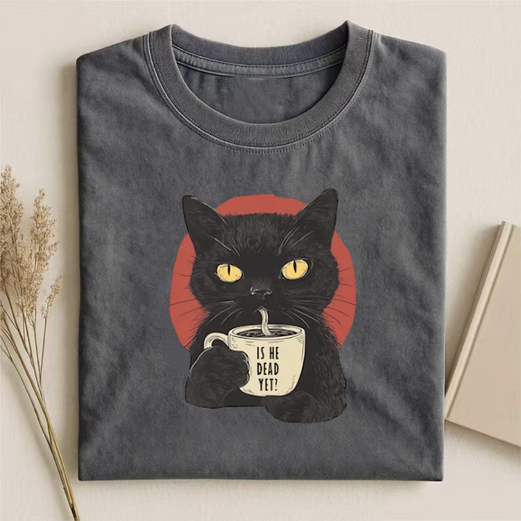 Is He Dead Yet Black Cat T-shirt