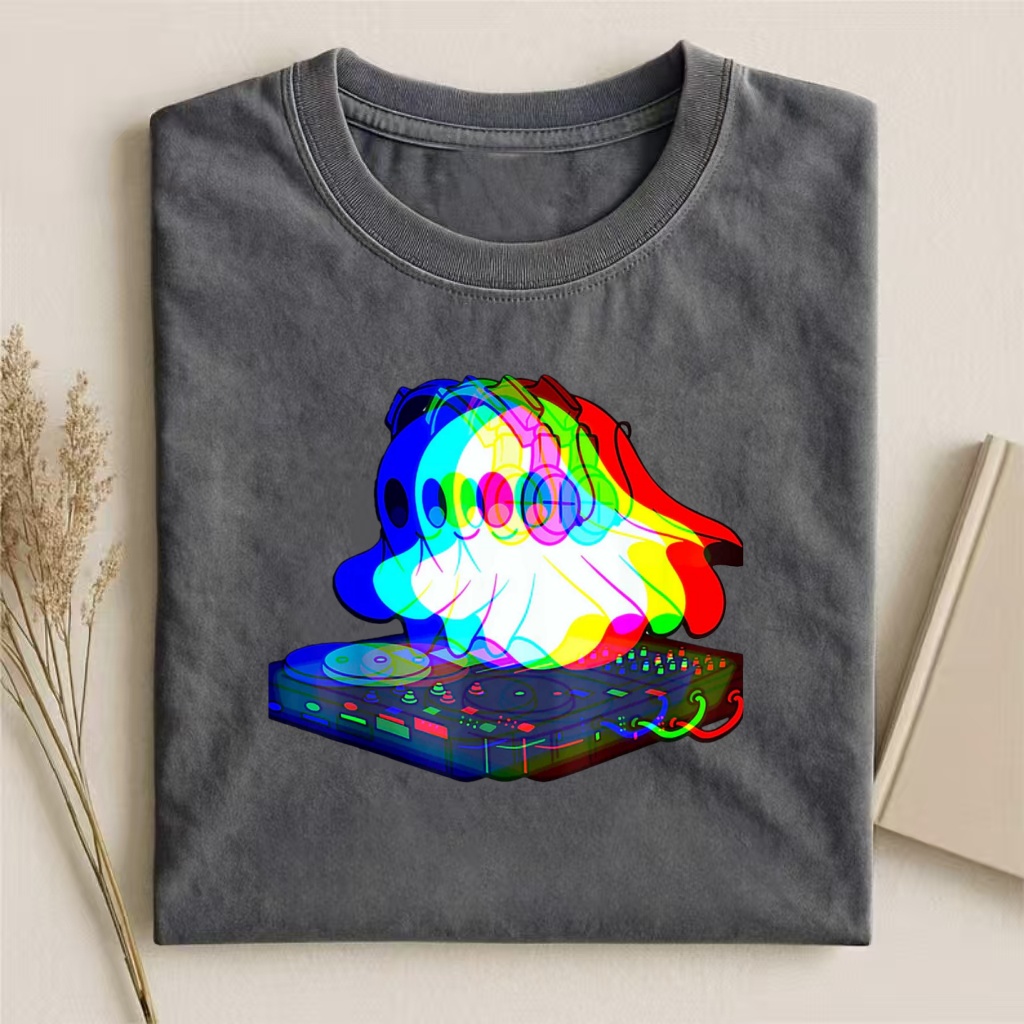 Rainbow Ghost DJ Graphic T-shirt