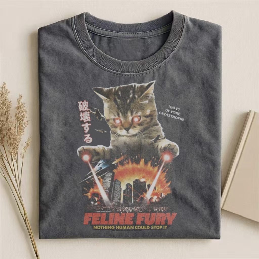 "Feline Fury" Kaiju Cat Movie Poster T-shirt