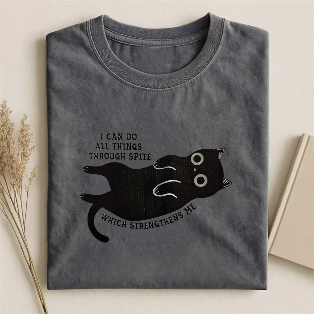"I Can Do All Things Through Spite" Cat Humor T-shirt