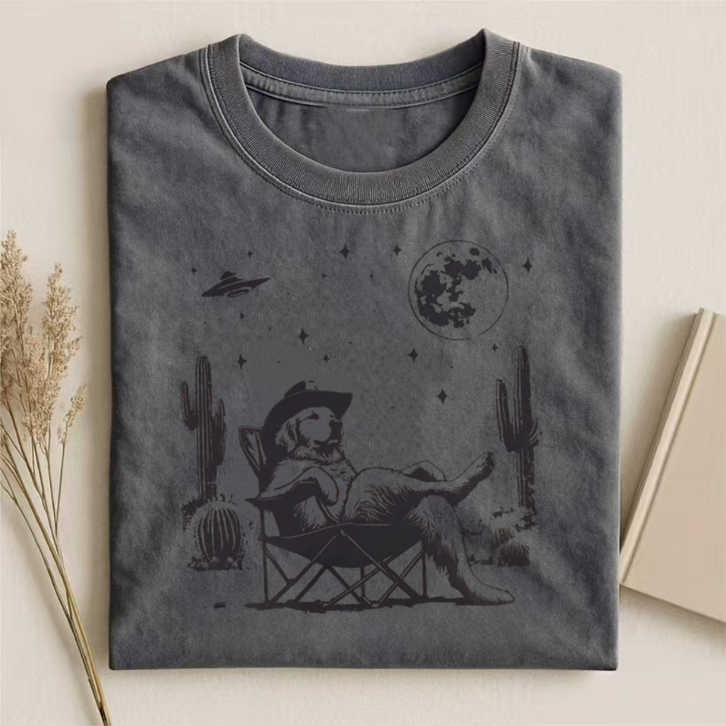Cowboy Golden Retriever Desert UFO T-shirt