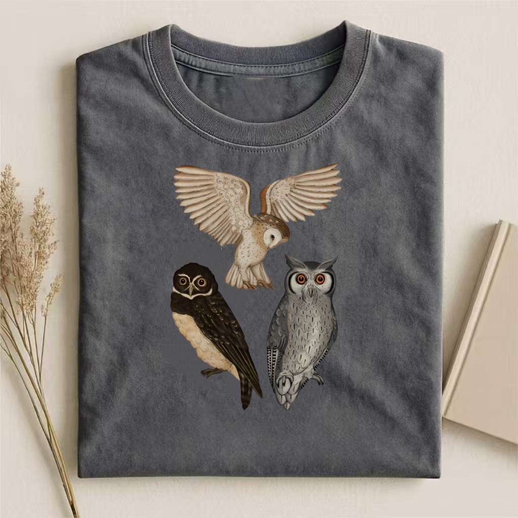 Vintage Owl Species Collage T-shirt