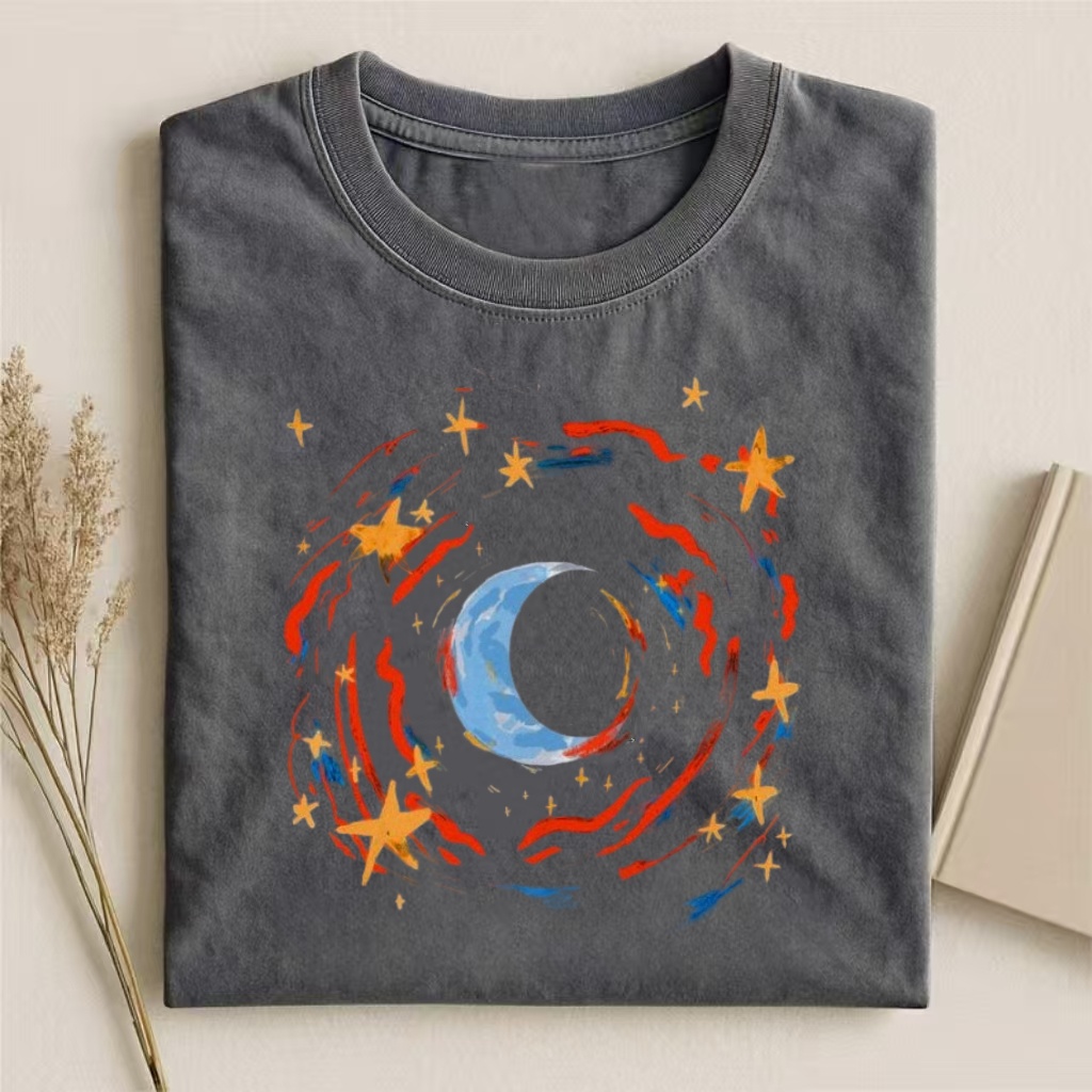 Cosmic Moon & Stars Art T-shirt